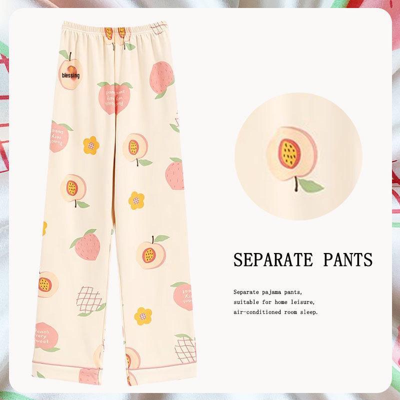 Spring/Summer Retro Floral Print Pajama Pants - Women's Korean Style, Suitable for Casual Wear, Loose Fit, Ideal for Spring and Autumn.