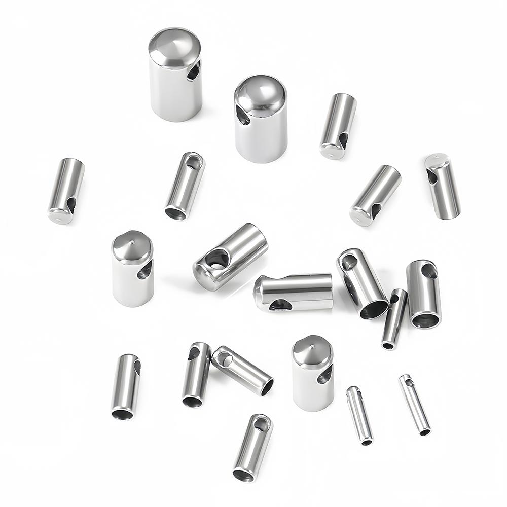 20-50pcs 1-5mm Stainless Steel End Tip Cap Crimp Clasps Connector DIY Tassel Leather Cord End Crimp Jewelry Making Supplies