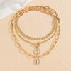 Ronde hanger kettingcombinatie 4-delige set Cadeau-sieraden Elegant Retro Temperament Dames Truiketting