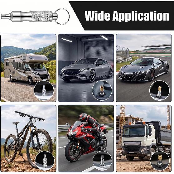2Pcs Valve Core Removal Keychain, Portable Valve Stem Core Remover | Stainless Steel Valve Core Disassembly and Repair Tools for Bicycle, Car, and