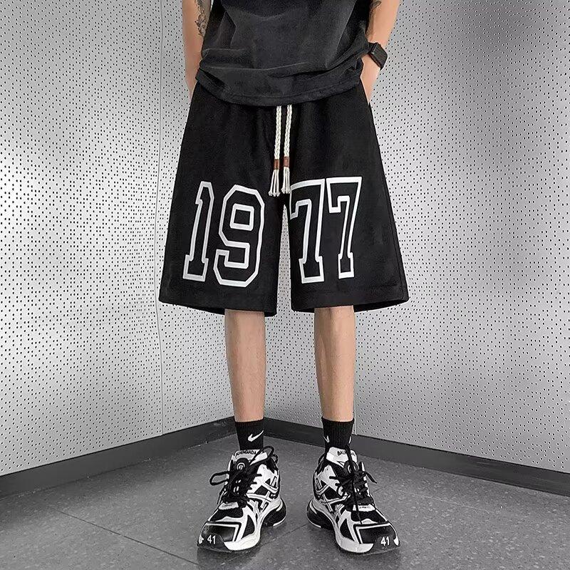 

Летние мужские шорты на шнурке, повседневные, универсальные, свободные, трендовые, простые, стильные, с пятью точками, мужские 4XL чёрный