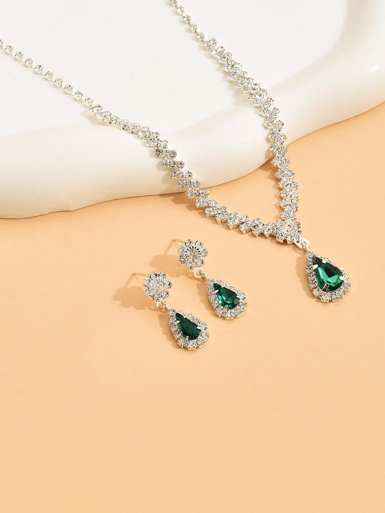 Elegante Set di Collana e Orecchini con Strass per Matrimoni