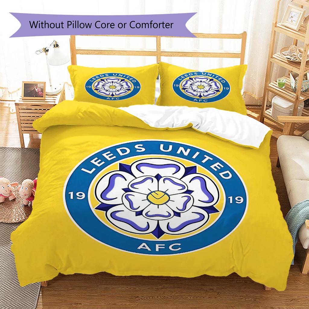 Leeds United Football Club Pattern Bedding,Quilt Set Quilt Cover Pillowcase Home Birthday Gift (1 * duvet cover + 2 * pillowcase, without core)