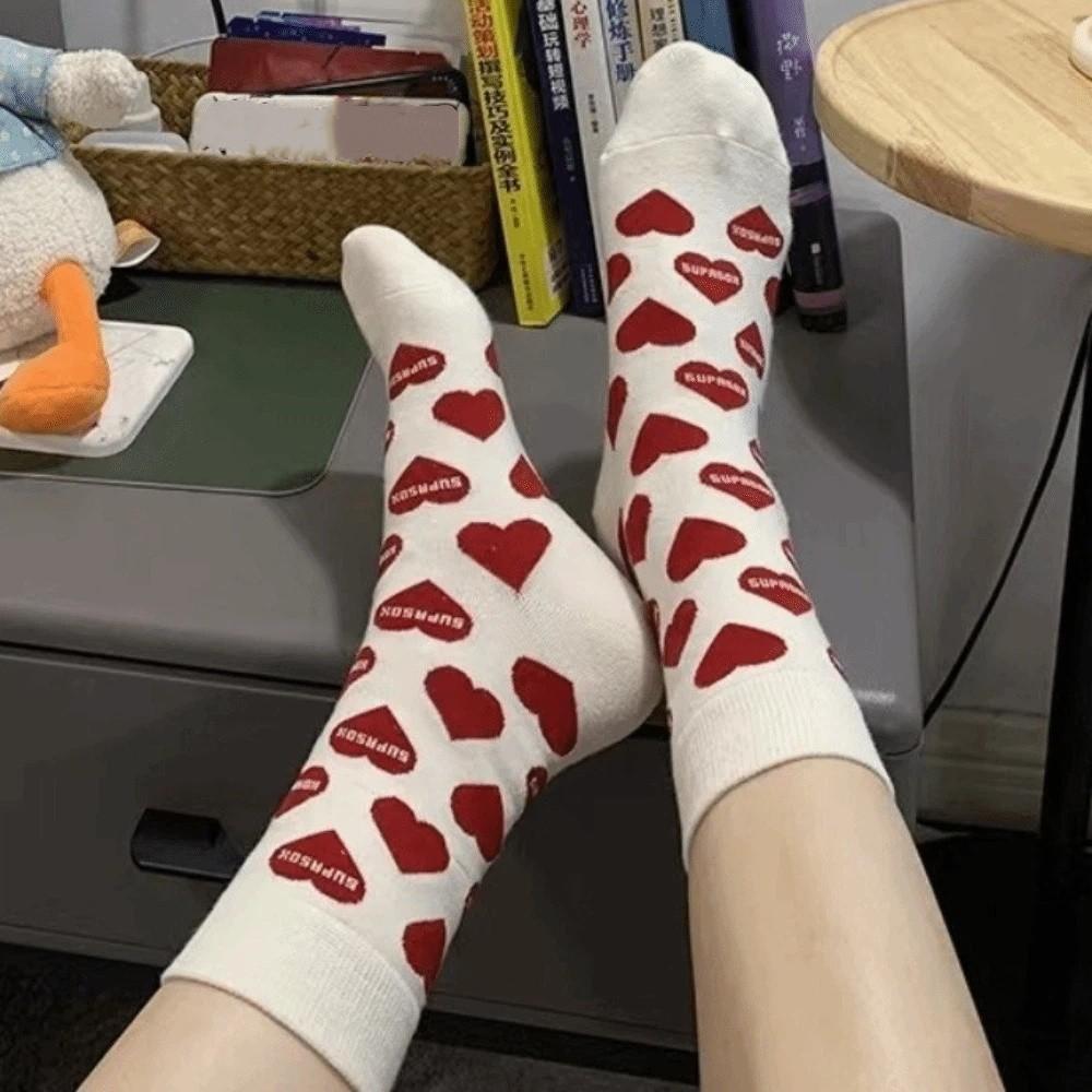 Valentine's Day Love Mid-Tube Socks Sweet Women Socks Casual Love Heart Socks  Gift