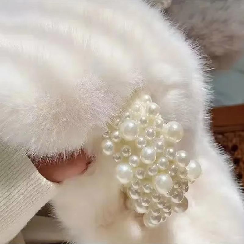 83x13cm Thickened Warmth Scarf Comfortable Pearl Design Fur Collar Solid Color Accessories Neckband Versatile Multi-Color