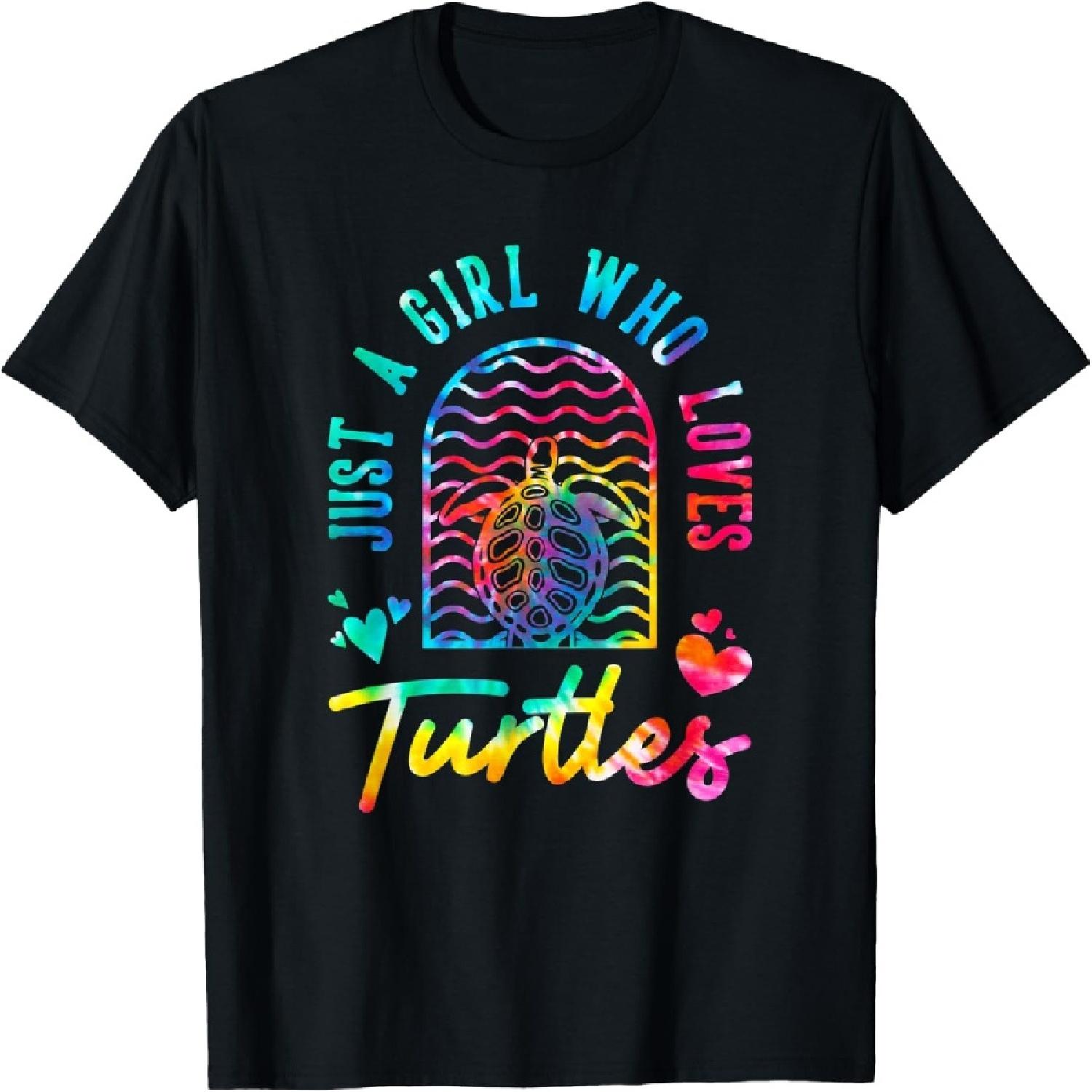 Just a Girl Who Loves Turtles Tie Dye Turtle Lover T-Shirt S