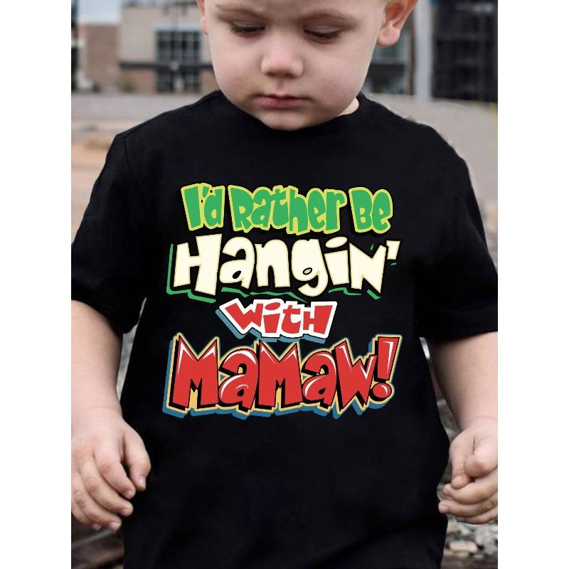 

European sizes Summer Fashion Boys Short Sleeve T-Shirt I d Rather Be Hangin with Mamaw! Letter Print Casual Outdoor Top 98cm чёрный