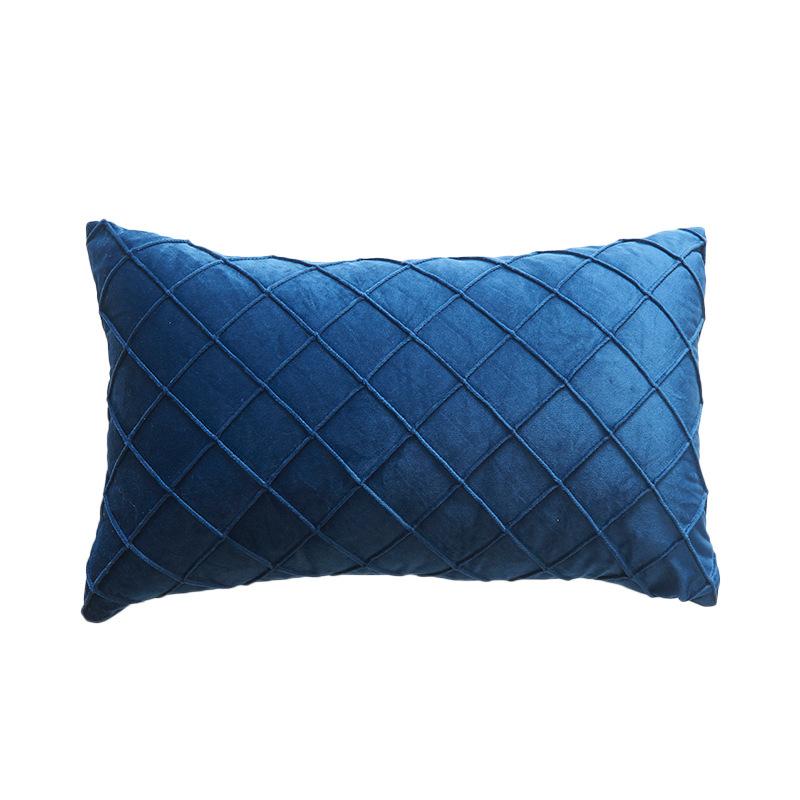 Dutch Velvet Handmade Plaid Lumbar Pillow Sofa Cushion with Core