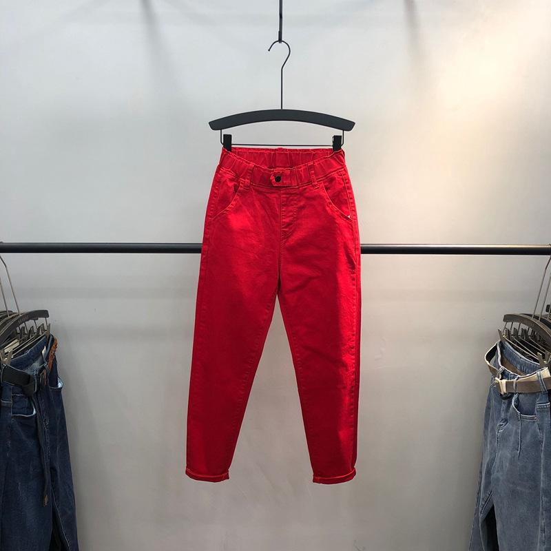 

Женские свободные красные укороченные джинсы с высокой талией 33