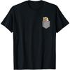 99Dreams Unisex Adult Black Cartoon Pomeranian Pocket Design T-Shirt