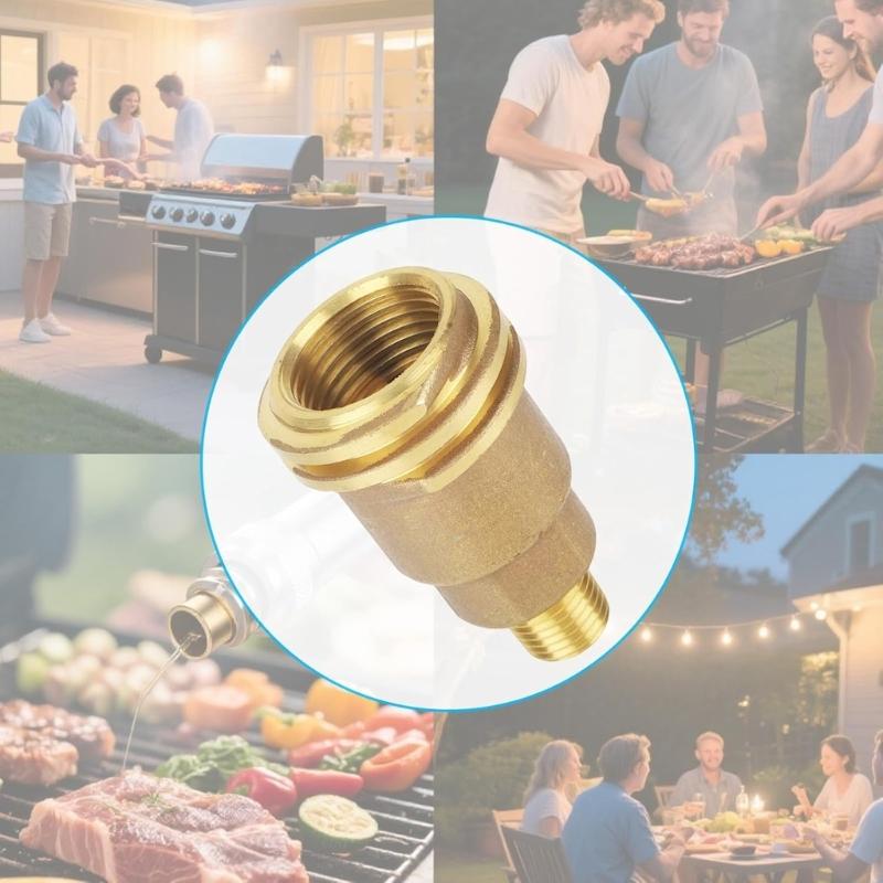Solid Brass Propane Hose Adapter 1/4" Male Thread Conversion Kit Simple Installation for Gas Grill & Heating Devices