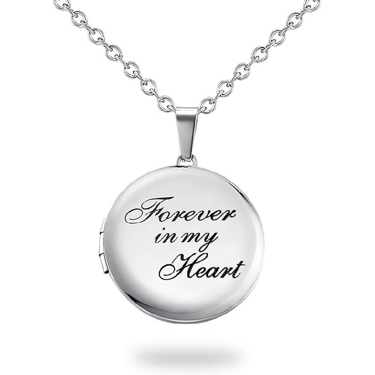 PHOCKSIN Locket Necklace for Women Black/Gold/Silver Locket Necklace Oval/Round/Heart Photo Necklace New Years Gifts for Girls 02. Heart Silver Love Nie
