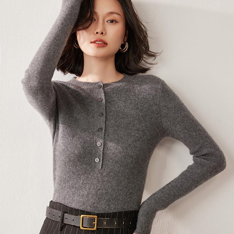 Lekasha Women's Round Neck Cashmere Sweater - New Spring/Autumn Knitted Pullover
