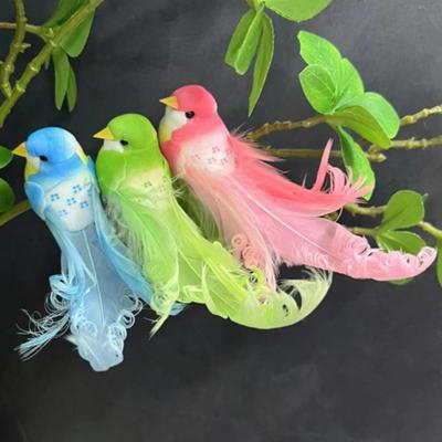 6PCS Colorful Simulation Birds Statue Artificial Foam Feathers Birds  For Wedding Christmas Home
