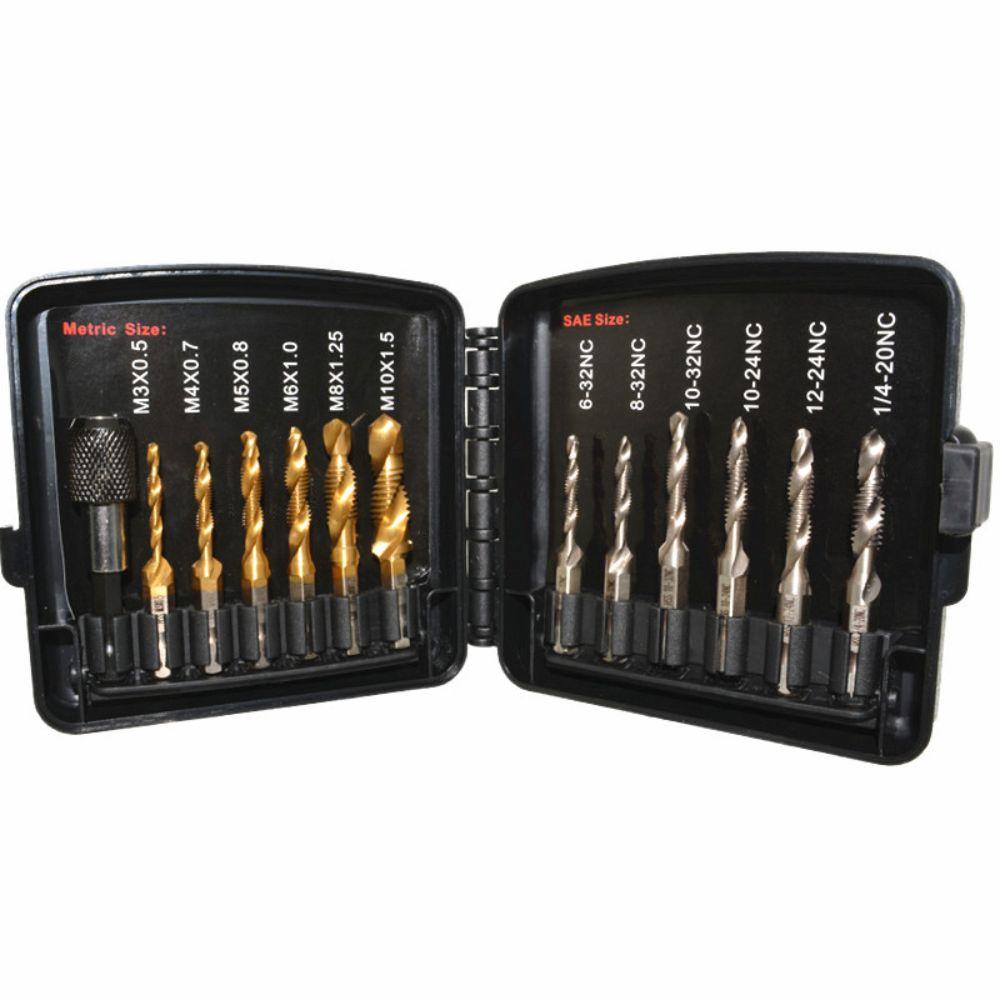 Silver Gold Combined Tap Drill Bits High Speed Steel Tapping Bits Set Metal Drilling