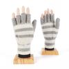 Autumn and Winter Couple Gloves Men and Women Thick Imitation Cashmere Gloves Women Striped Half Finger Gloves Touch Screen Two Fingers Office Writing