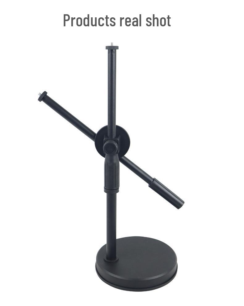 Adjustable Desktop Phone Stand with Rotating Dual Holder & Fill Light for Live Streaming