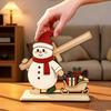 Small Desktop Holiday Decor Items Christmas Wooden Tabletop Ornament, Cute Spliced Elk/Santa Claus/Snowman Decorative Wood Crafts for Home Decorations