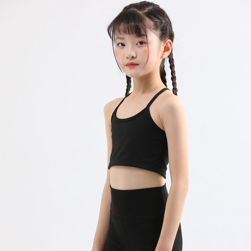 

Kids Quick-Drying Double Layer Anti-Embarrassment Yoga Vest Children s Nipple Coverage Sports and Fitness Running Base Intimates Single piece small vest: Black 135-145cm(XL code)