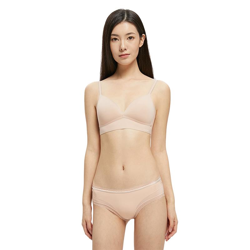 Calvin Klein Sexy Lace Trim Breathable Hipster Briefs Women underwear Almond QD3767-7NS