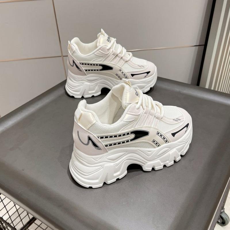 

Высокие сетчатые кроссовки на шнуровке, женские, осенние новинки, с круглым носком, маленькие белые туфли, в студенческом стиле, маленькие кроссовки-папы 40