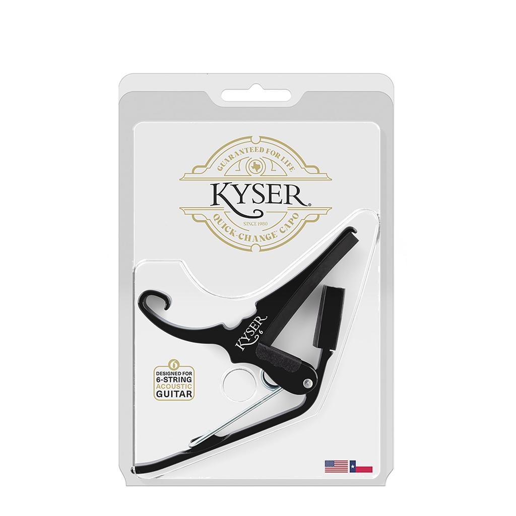 Kyser KG6B Guitar Capo for Acoustic Lightweight Black 6-String Guitar, Aluminum,