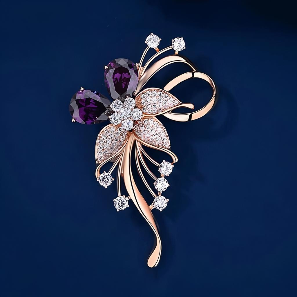 Delicate He Jinhua Brooch, High-end Women's Light Luxury Crystal Brooch Design Sense, Niche Anti-light Pin, Western Accessories