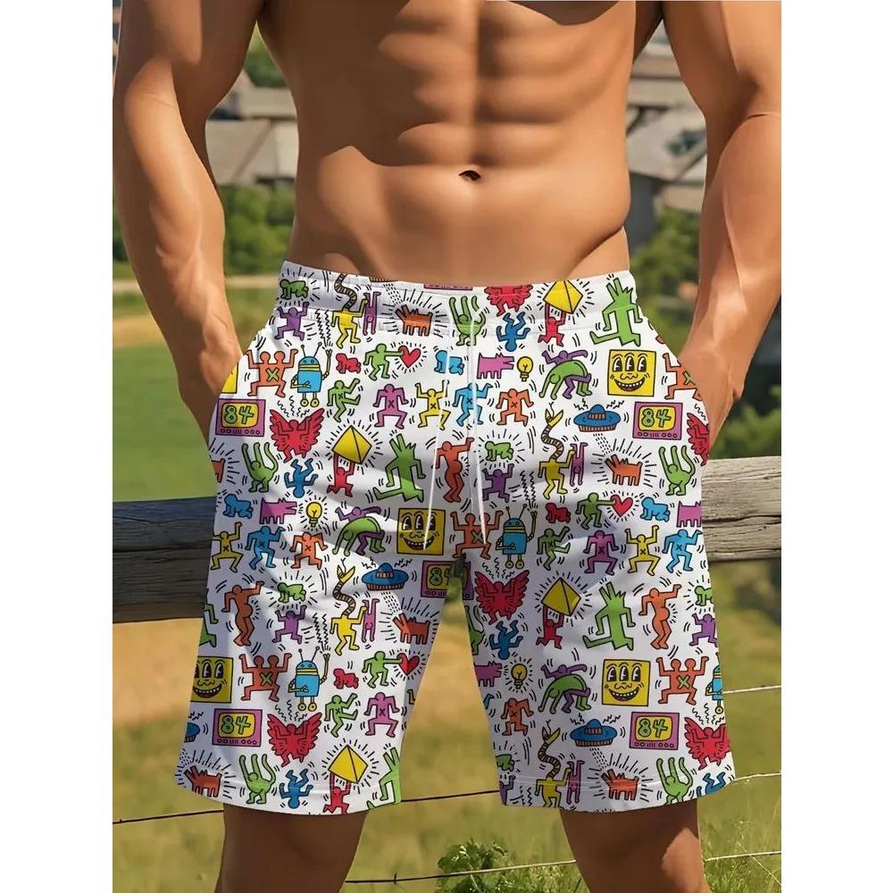 

Colorful Creative Fun Summer Beach Shorts Men 3D Printed Shorts Casual Holiday Loose Surf Swim Shorts Breathable Comfortable Outdoor Sports Shorts S