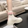 Fashion Ankle Boots for Women Round Toe Platform Cute Chunky Kawaii Booties Pu Comfortable and Elegant Winter 2024 Y2k Woman Short Shoes