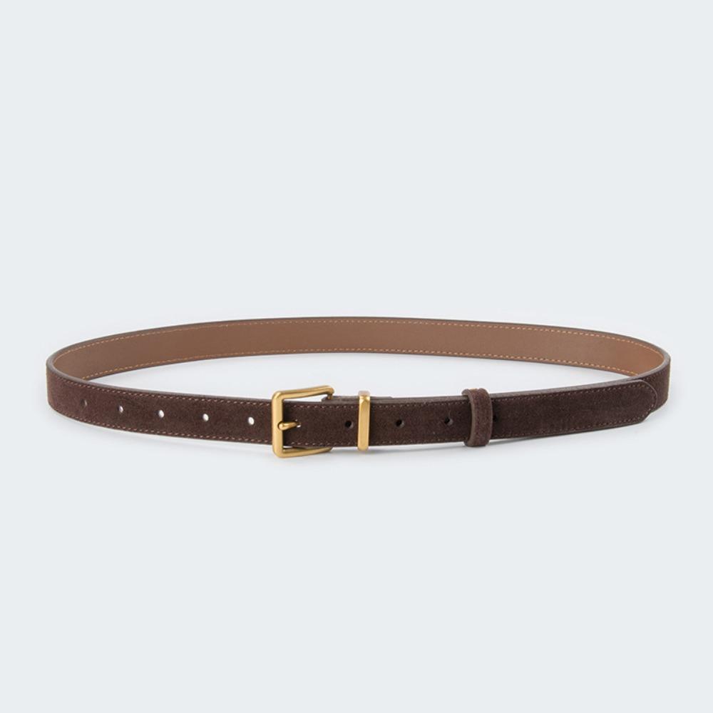 Luxury Design Suede Leather Belt Trendy Pin Buckle Waistband Retro Business Waist Strap  Gifts