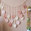 Boho Rope Tapestry Handwoven Nice Wooden Beads Leaves Po Hanging Tassel Wall Decor for Home Durable Durable Useful Useful