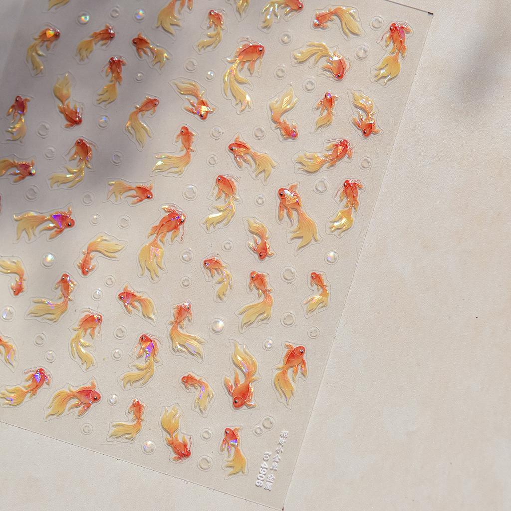 1pcs Ocean Marine Life Jellyfish Dolphin Shell Starfish Frangipani Ocean 5D Nail Art Stickers Embossed Nail Decals