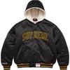 Supreme Mitchell Ness Lined Satin Hooded Black Varsity Jacket