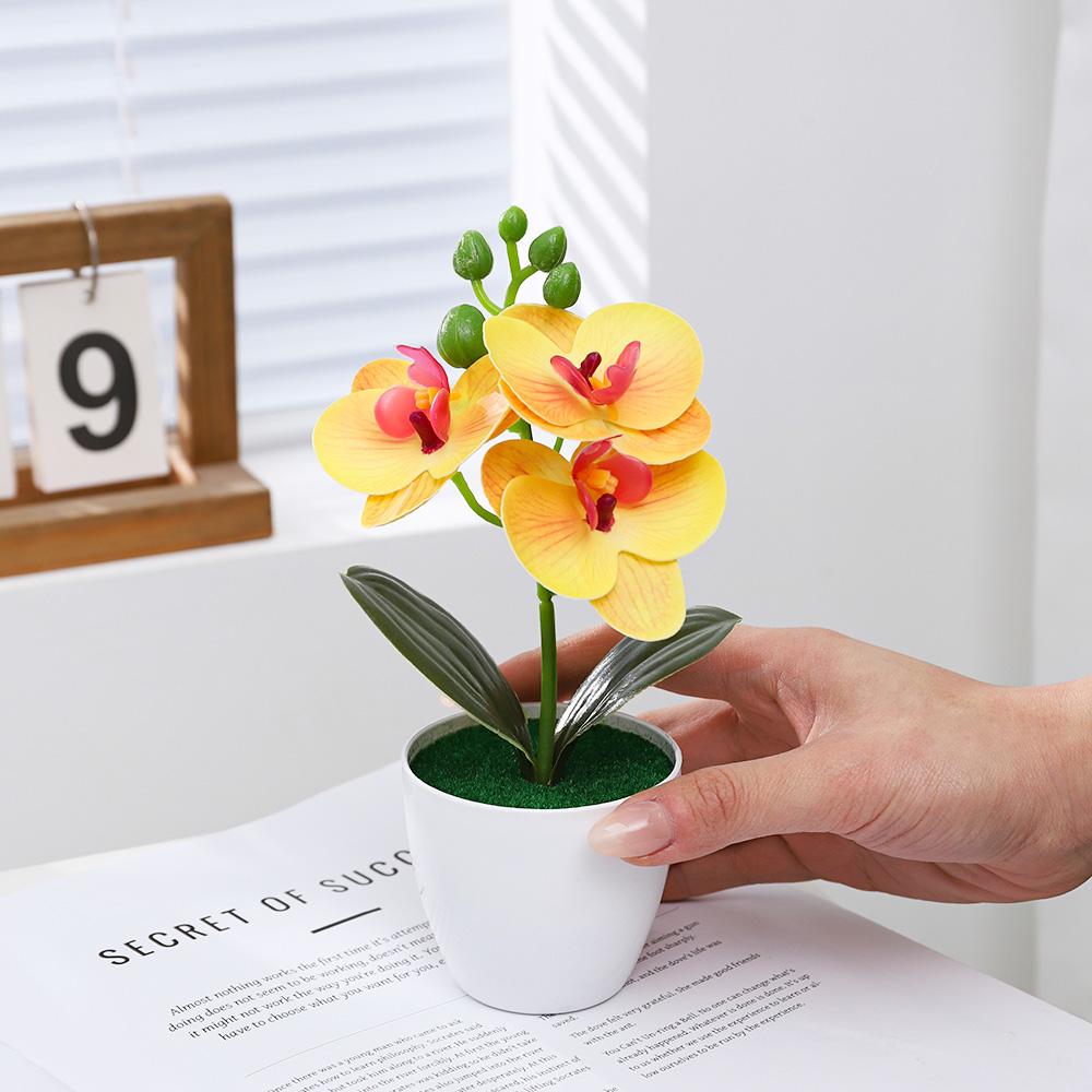 Artificial Phalaenopsis Bonsai Simulation Plants Pot Plants for Home Garden Table Bedroom Decoration Outdoor Fake Plant Ornament