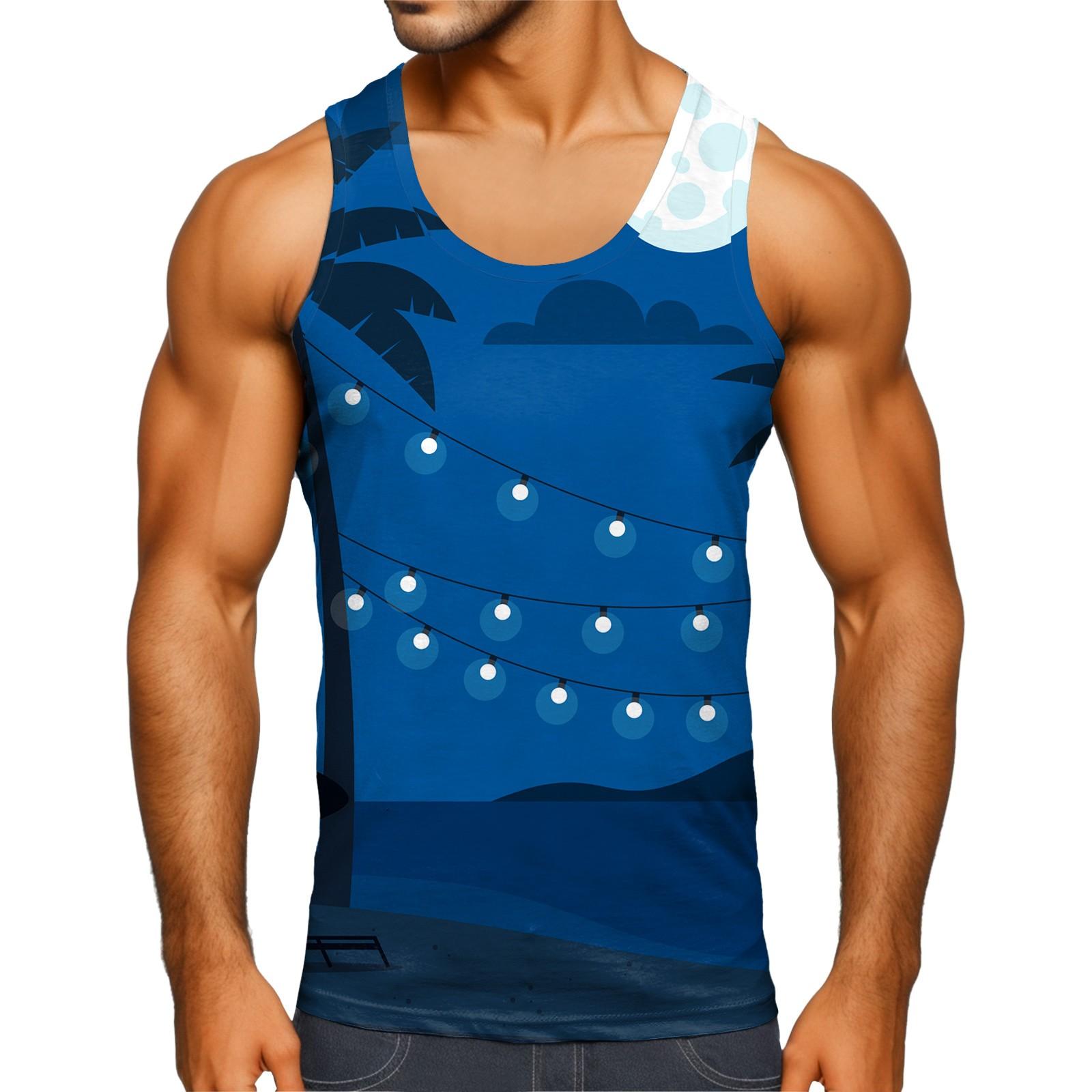 

Мужская майка с гавайским принтом, пляжная майка, футболка, повседневный удобный топ без рукавов XXL