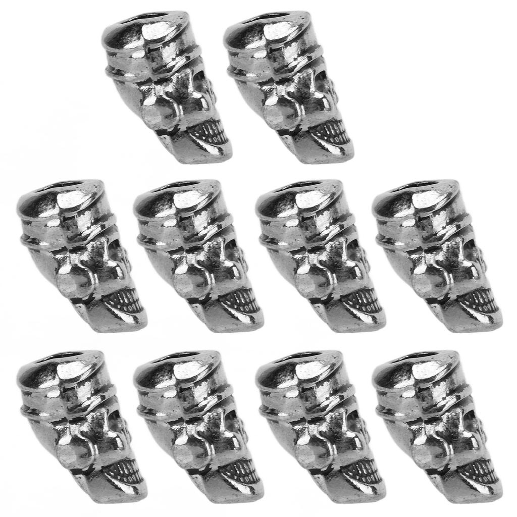 10Pcs Paracord Beads Metal Skull Pendant Buckle 4.5mm Hole for Knife Lanyards DIY Tool