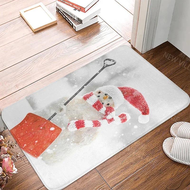 

Chirstmas Snowmen Door Mats Anti-slip Small Rugs Shower Mat Kitchen Bedroom Floor Carpets Entrance Room Mats Home Decorations 40X60cm
