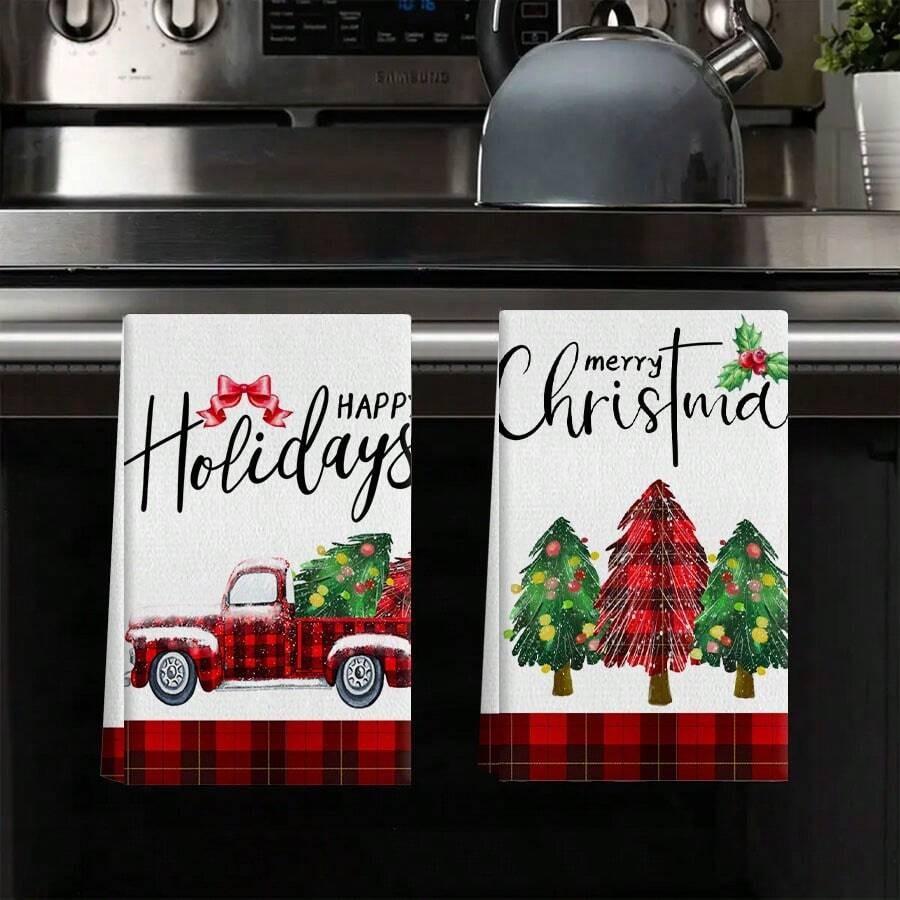 1pc/2pc/4pc/pack Christmas Scrub Sponge Creative Kitchen Dish Cloth Festive Cleaning Decor for Home & Table Kitchen Dish Towel Xmas Cleaning Supplies