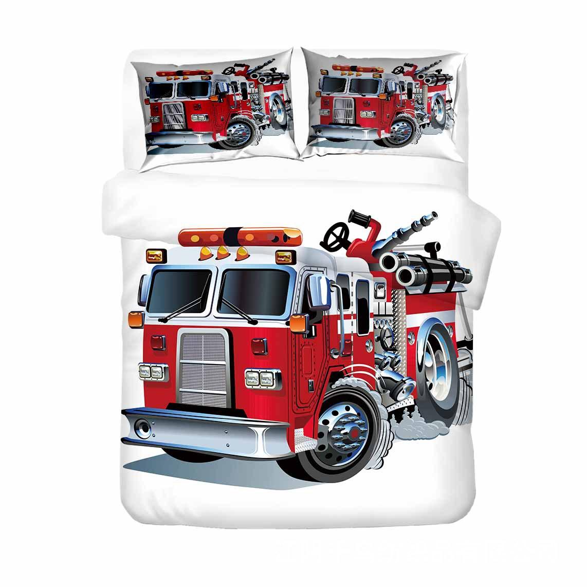 

Classic Durable King Queen Firefighter Truck Size Red Firemen Car For Kids Boys Girls Fire Engine Polyester Quilt Comforter (quilt)-EU Single(135*200cm)3pcs