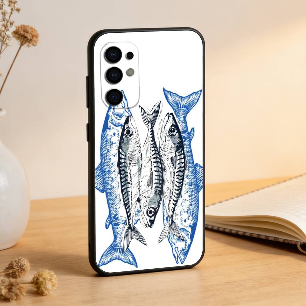 Sardines Fish Art Phone Case Black Silicone Soft For Samsung S25,S24,S21,S22,S23,S30,Ultra,S20,Plus,Fe,Lite