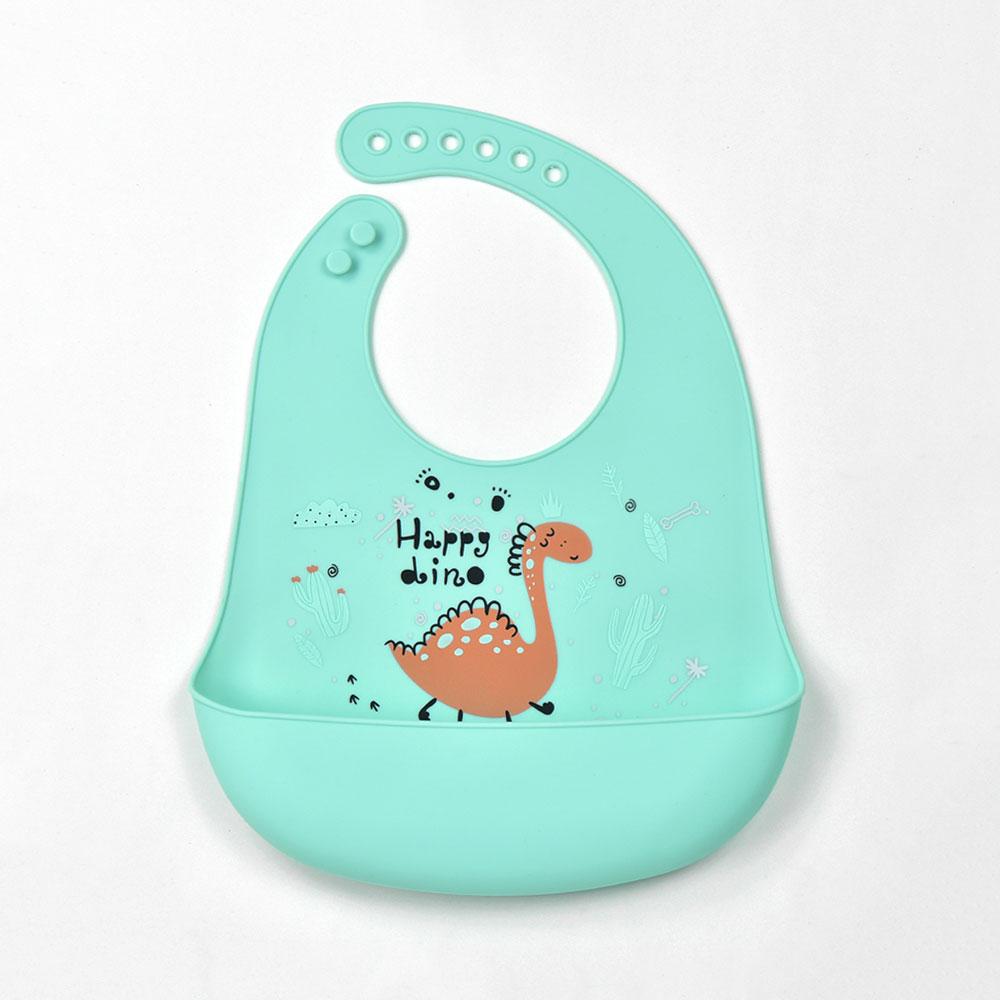 Silicone World 1PC Waterproof Bibs Baby Kids Stuff Cute Cartoon Printed Kids Bib Adjustable Soft Silicone Bib Baby Feeding Stuff