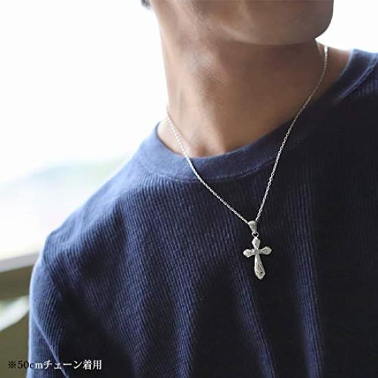 BYTHESEA Hawaiian Jewelry July Synthetic Free Silver Length 45cm Necklace, Birthstone, Ruby, Engraving, 925, Cross, Crucifix, Men's, Women's, Chain,