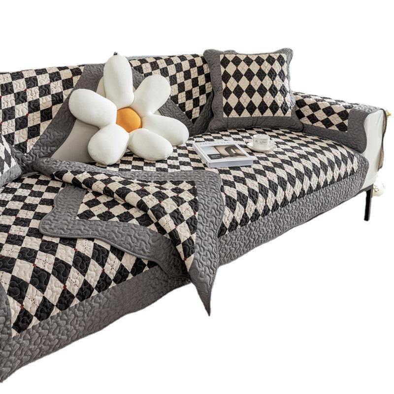 All-season Universal Washable Twill Cotton Printed Sofa Cushion Korean Small Fresh Patchwork Anti-skid Sofa Cushion Towel