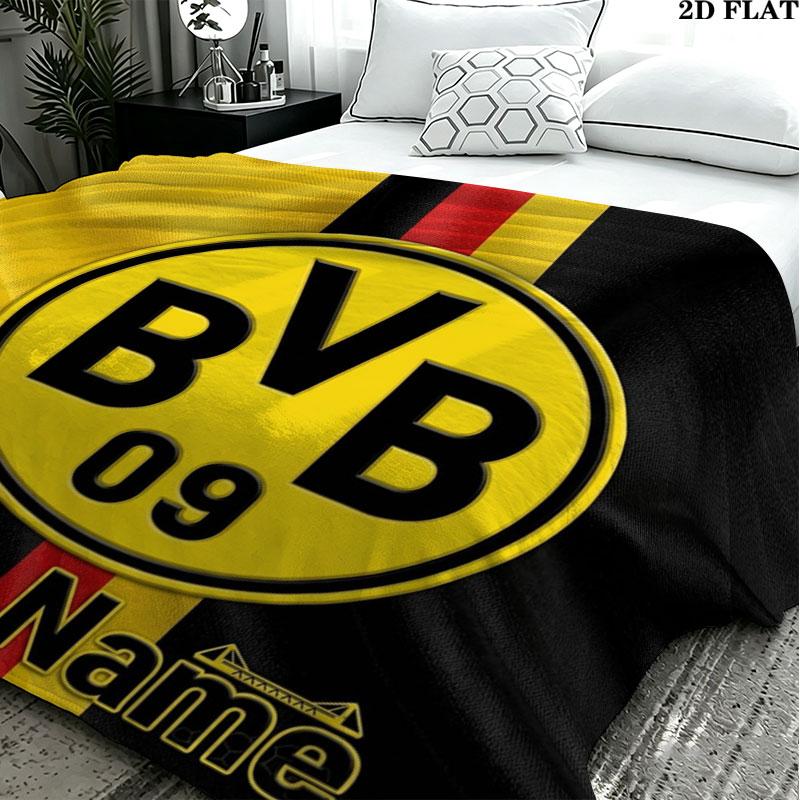 1PC Borussia Custom Name Patterned Flannel Blanket Suitable For All Seasons for Home Decor Warmth and Comfort Gifts Holiday Present
