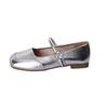 2025 Small Leather Shoes New Versatile Single Shoes Doudou Shoes Spring and Summer French Retro Mary Jane Shoes Women's Light Mouth Silver