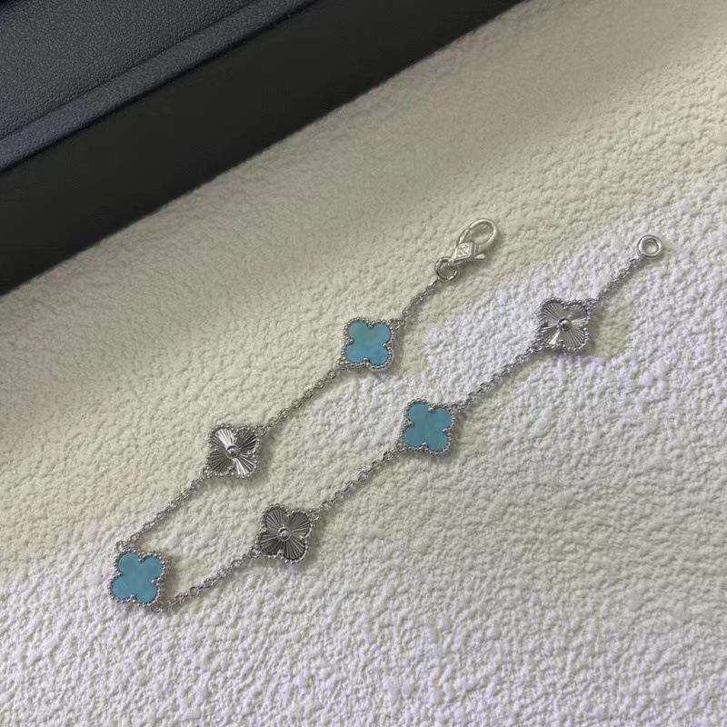 9MM Mini Six-flower Four-leaf Clover Bracelet White Mother-of-pearl Purple Chalcedony CNC Craft Simple and Versatile High-end Bracelet