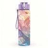 1PC Iridescent Crystal Swirl Marble Texture 750ml Color Plastic Sports Water Bottle Leakproof Flip Straw Lid Suitable for Sports Office Home Use