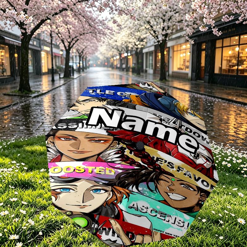 Custom Name Personalized Apex Legends Print Umbrella, Auto Open Close, 8‑Rib Sturdy Frame, Commute Camping Hiking Use, Birthday Gift