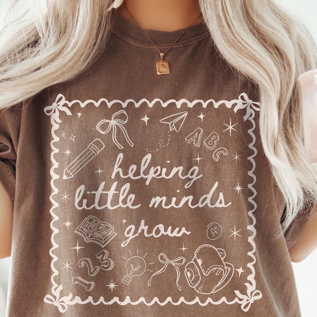 Comfort Colors Teacher Shirt and kids tshirt, Helping Little Minds Grow, Messy Coquette Bows Tee
