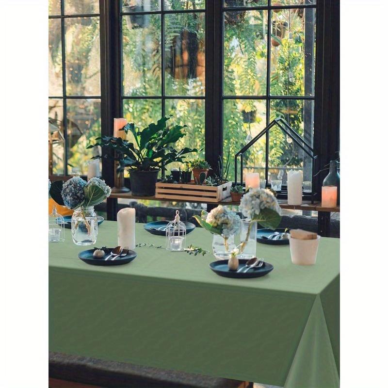 1pc Sage Green Plastic Tablecloths for Rectangle Tables, Light Green Disposable Tablecloth, Waterproof Sage Green Table Cover